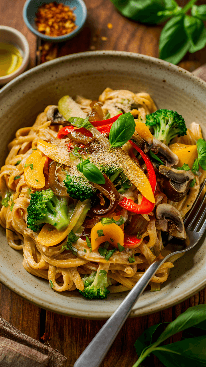 Creamy Vegan Pasta Primavera