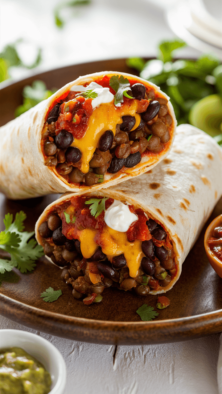 Lentil and Black Bean Burritos