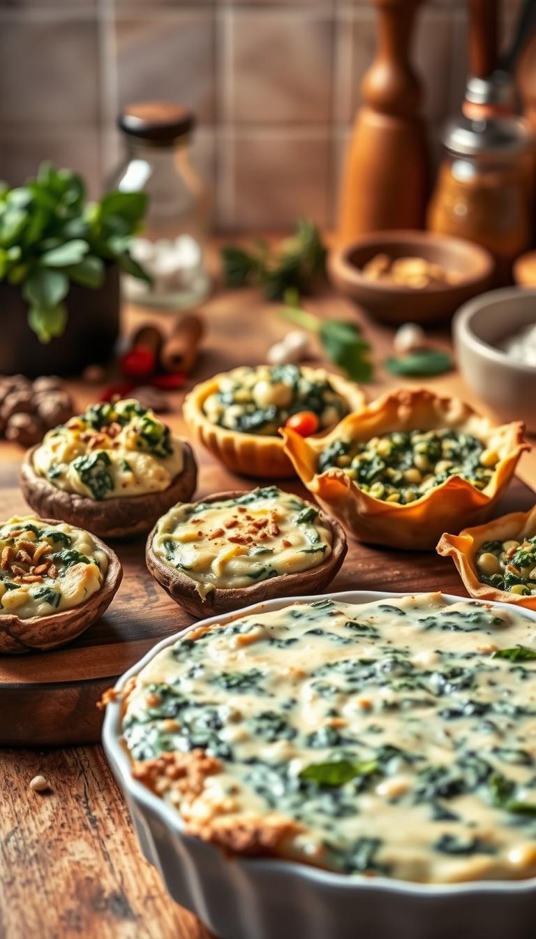 Baked Spinach & Artichoke Dip Cups