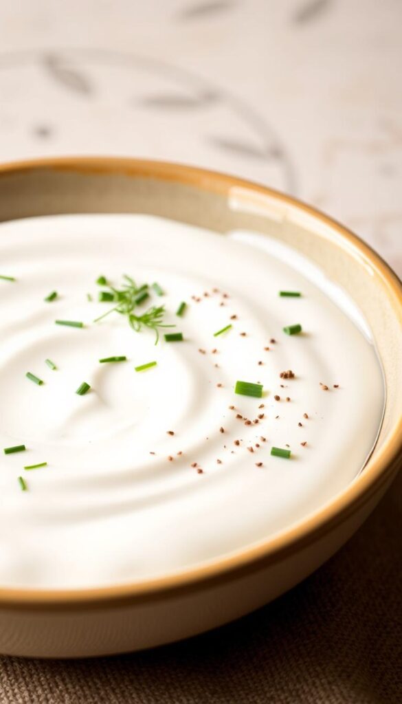 A lush, creamy yogurt sauce is elegantly presented in a shallow ceramic bowl, its smooth, glossy surface reflecting the warm, ambient lighting. Flecks of freshly chopped dill, chives, and a sprinkle of cracked black pepper add vibrant pops of color and texture, complementing the cool, tangy flavor of the homemade yogurt. The bowl is set against a neutral, minimalist background, allowing the sauce to take center stage and showcase its irresistible appeal. The overall composition evokes a sense of rustic sophistication, perfectly suited to accompany the hearty lentil patties featured in the article. A lush, creamy yogurt sauce is elegantly presented in a shallow ceramic bowl, its smooth, glossy surface reflecting the warm, ambient lighting. Flecks of freshly chopped dill, chives, and a sprinkle of cracked black pepper add vibrant pops of color and texture, complementing the cool, tangy flavor of the homemade yogurt. The bowl is set against a neutral, minimalist background, allowing the sauce to take center stage and showcase its irresistible appeal. The overall composition evokes a sense of rustic sophistication, perfectly suited to accompany the hearty lentil patties featured in the article.