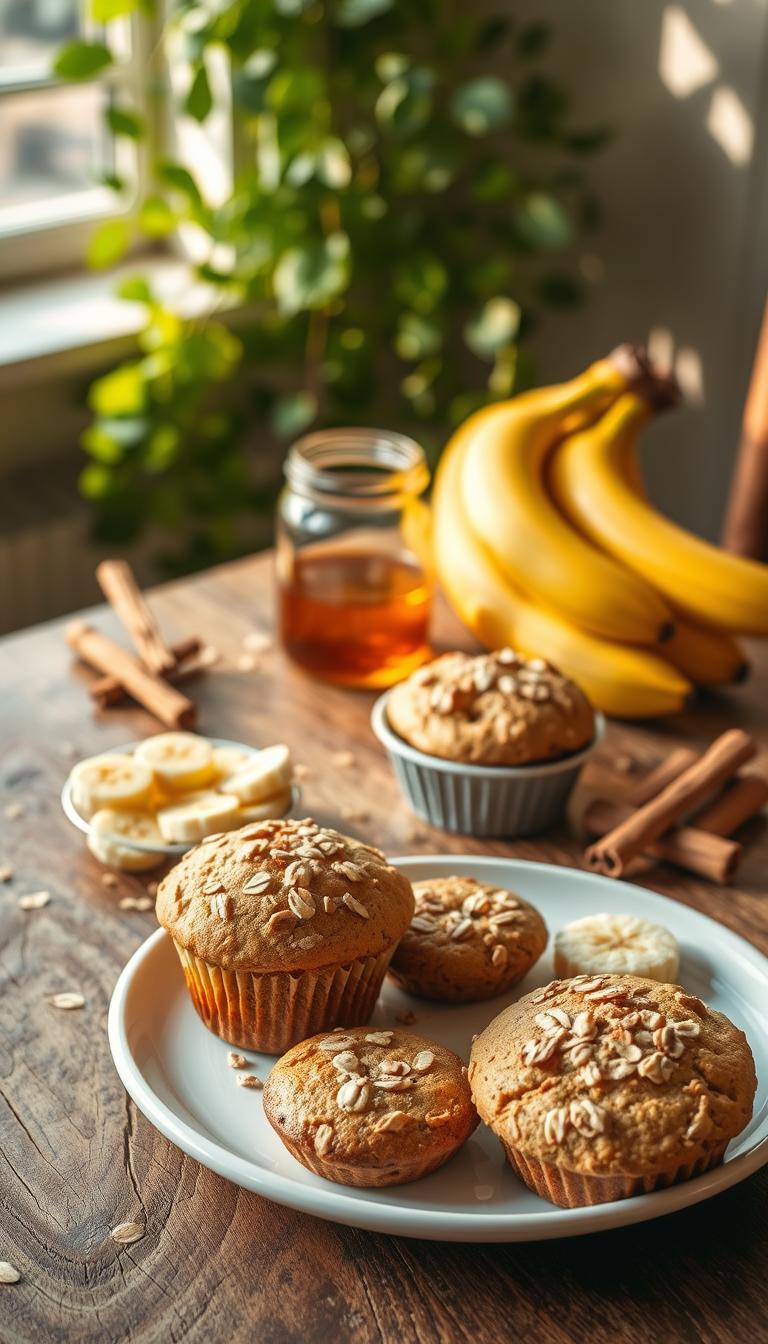 Healthy Banana Oat Muffins