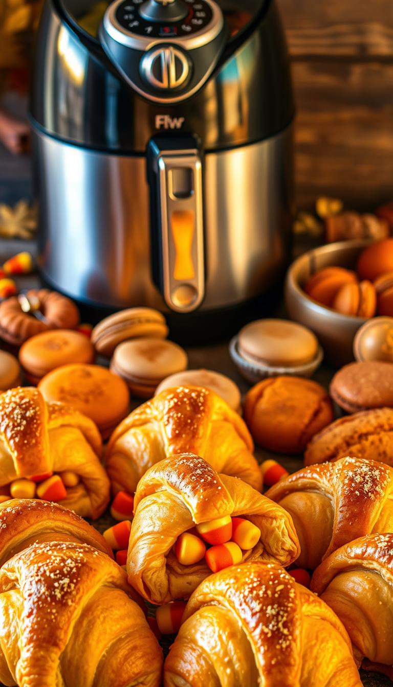Crispy Air Fryer Candy Corn Crescent Rolls