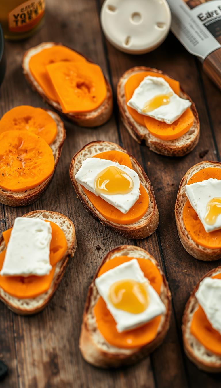 Sweet Potato Crostini with Goat Cheese & Honey