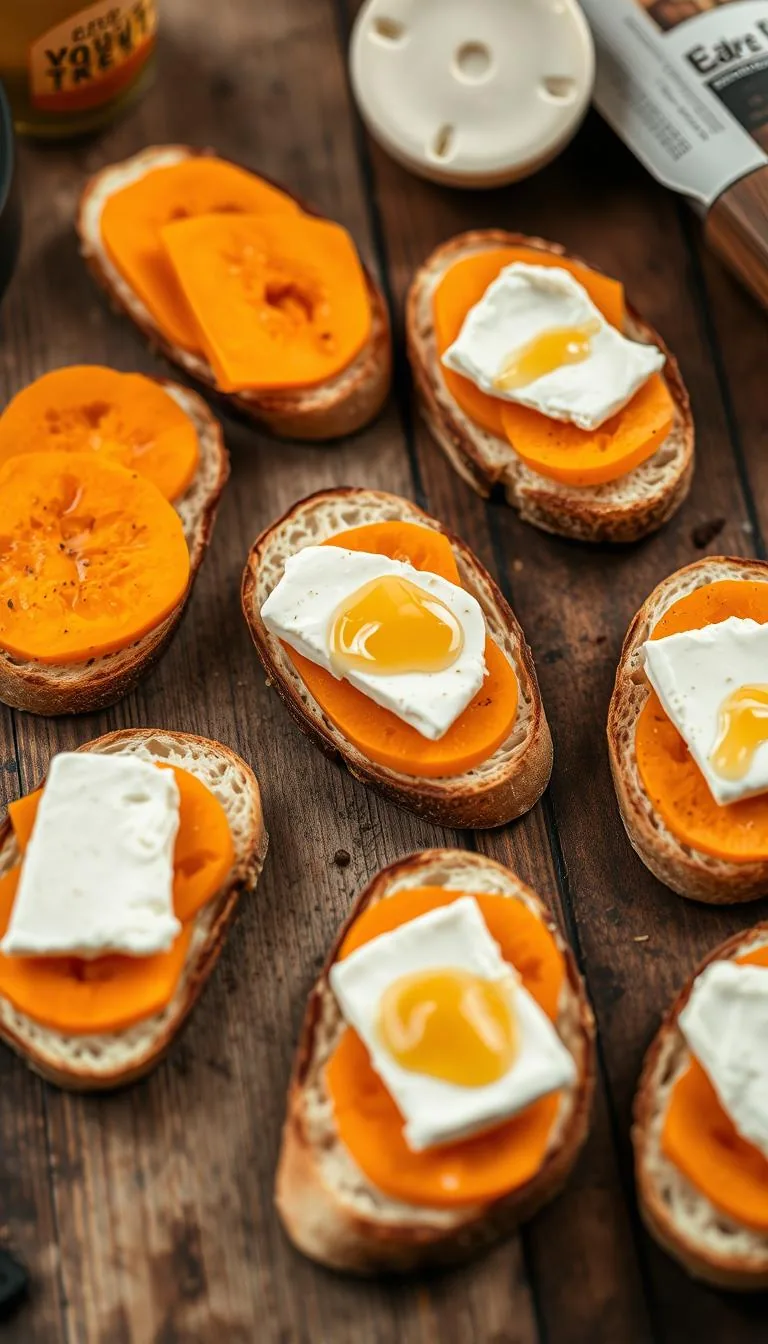 Sweet Potato Crostini with Goat Cheese & Honey