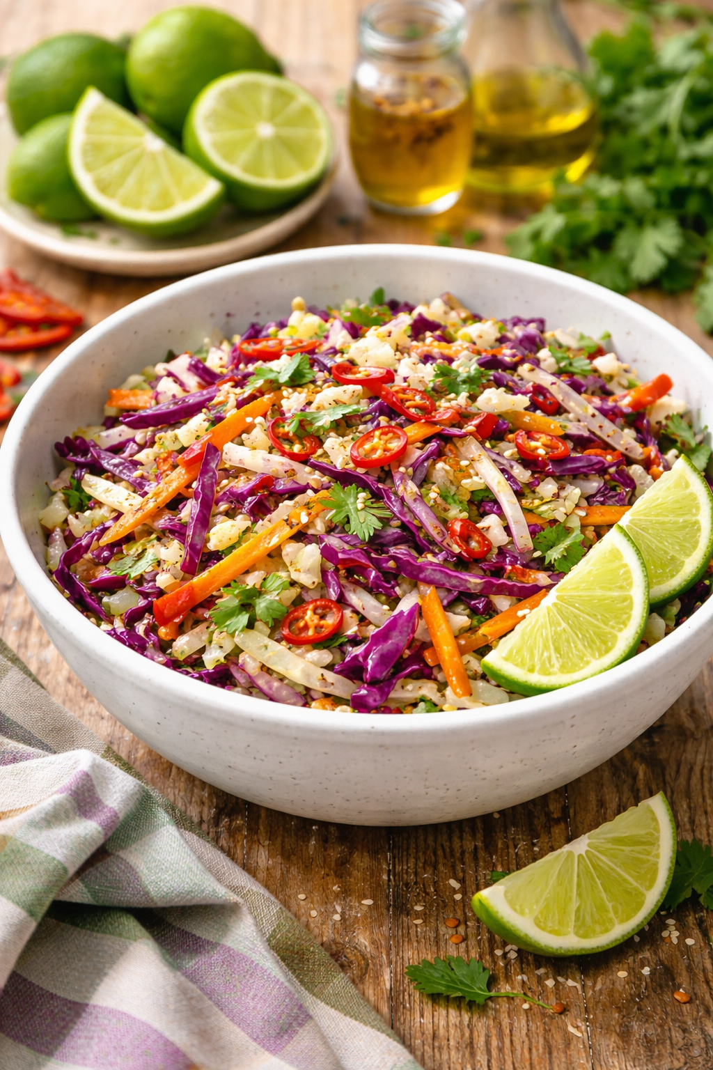 Spicy Cabbage Slaw with Lime Dressing