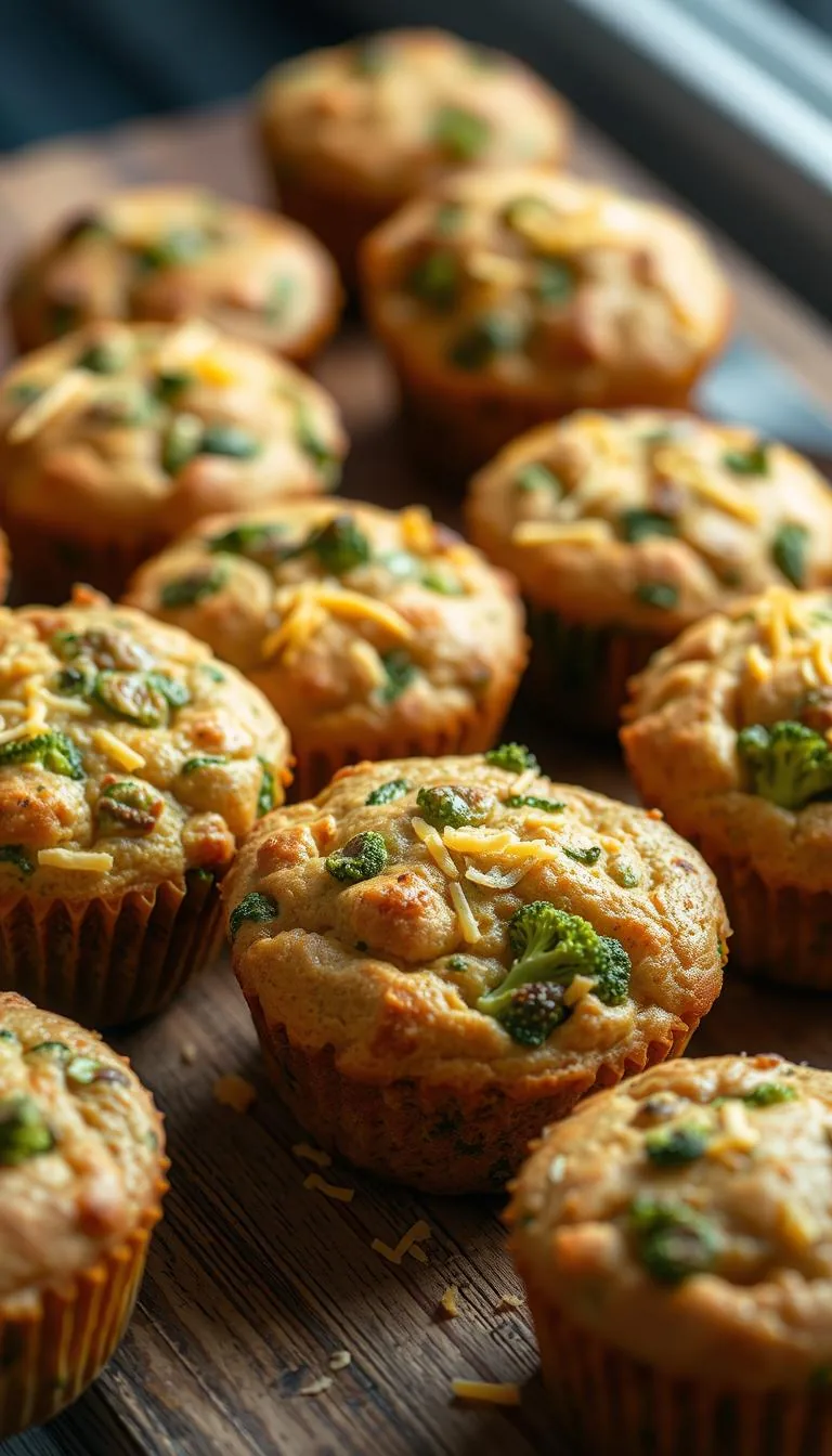 Cheesy Broccoli Protein Muffins