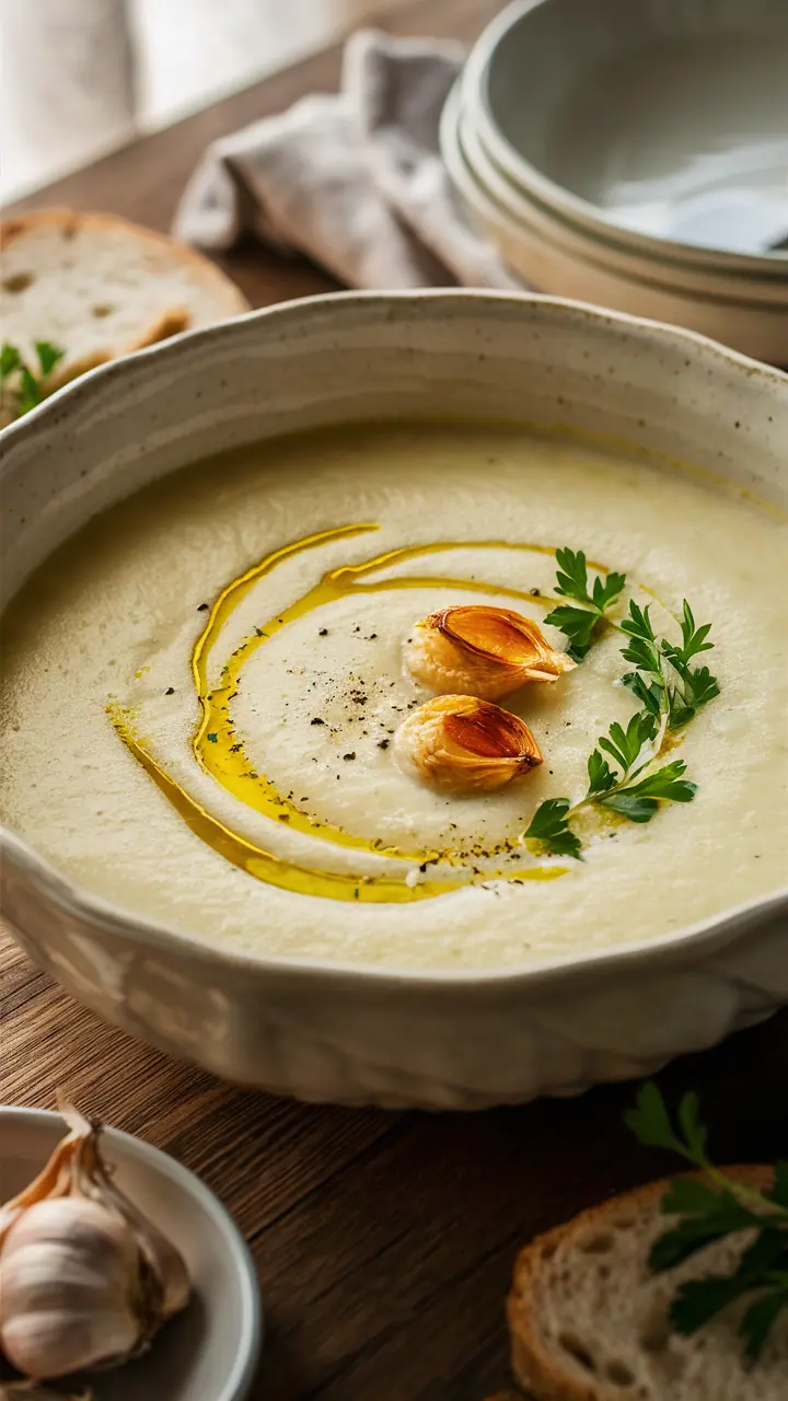 Creamy Cauliflower and Garlic Soup