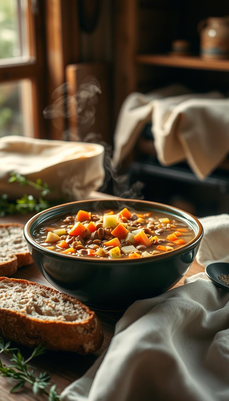 Hearty Lentil Soup with Carrots and Celery