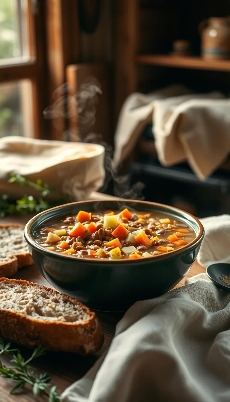 Hearty Lentil Soup with Carrots and Celery