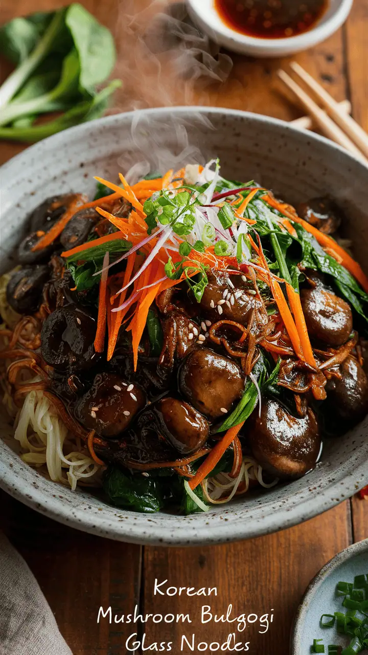 Korean Mushroom Bulgogi with Glass Noodles