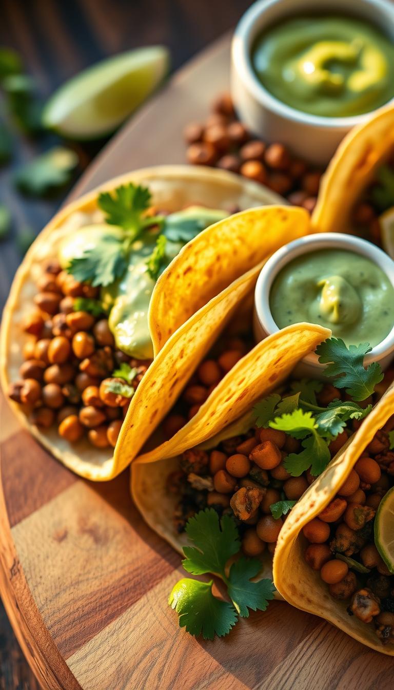 Lentil Tacos with Avocado Cream