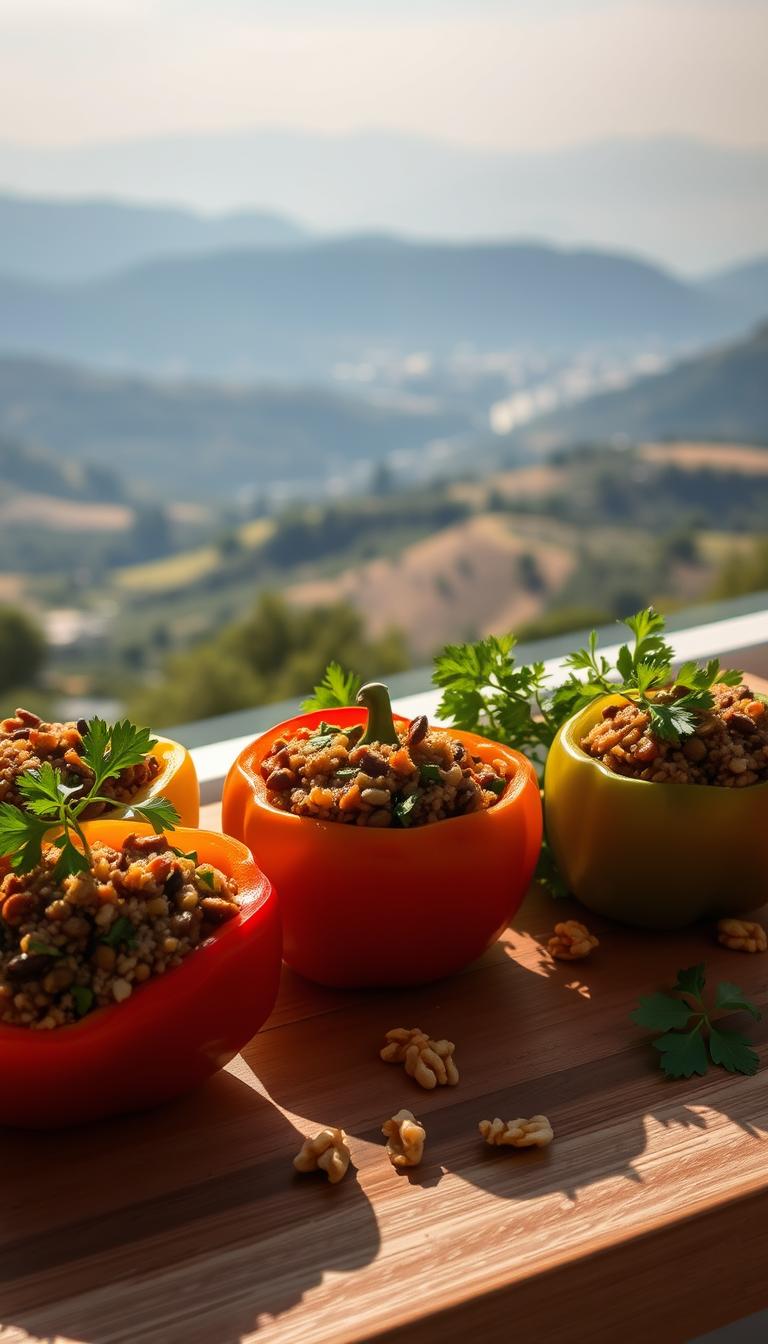 Lentil and Quinoa Stuffed Peppers