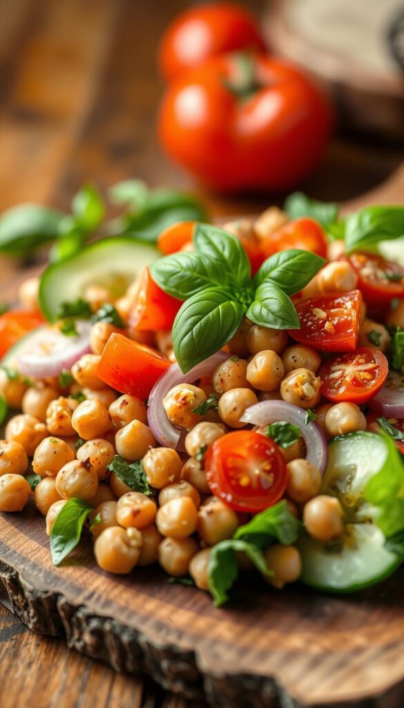 Mediterranean salad chickpea preparation Mediterranean salad chickpea preparation