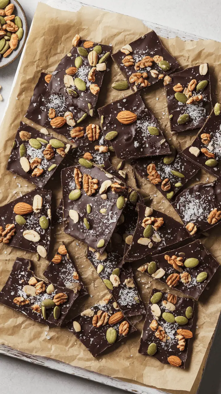 Vegan Dark Chocolate Bark with Nuts & Seeds