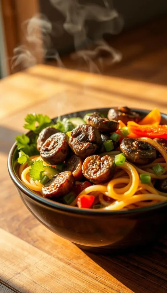 Vegan Korean bulgogi with mushrooms