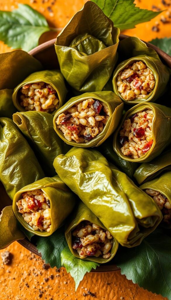 Vegan Middle Eastern stuffed grape leaves Vegan Middle Eastern stuffed grape leaves