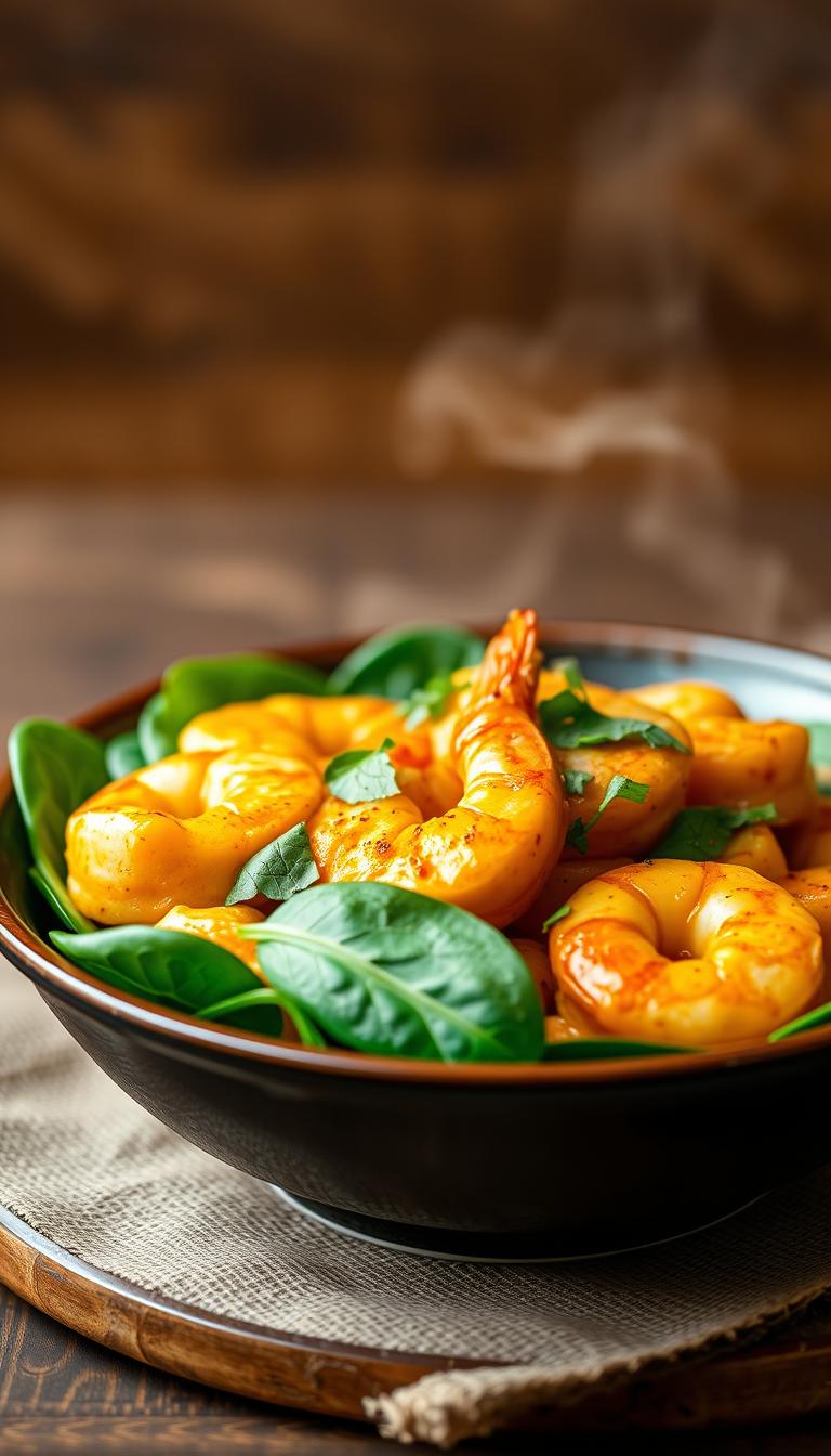 Coconut Curry Shrimp with Spinach