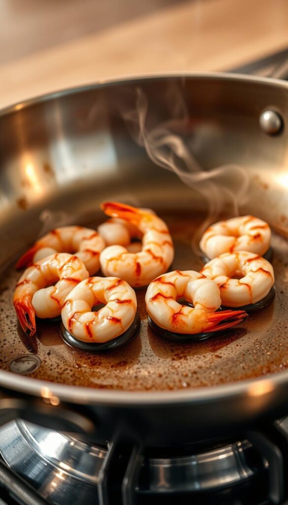 cooking shrimp perfectly in pan
