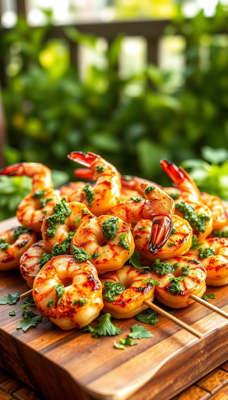 Grilled Shrimp Skewers with Chimichurri