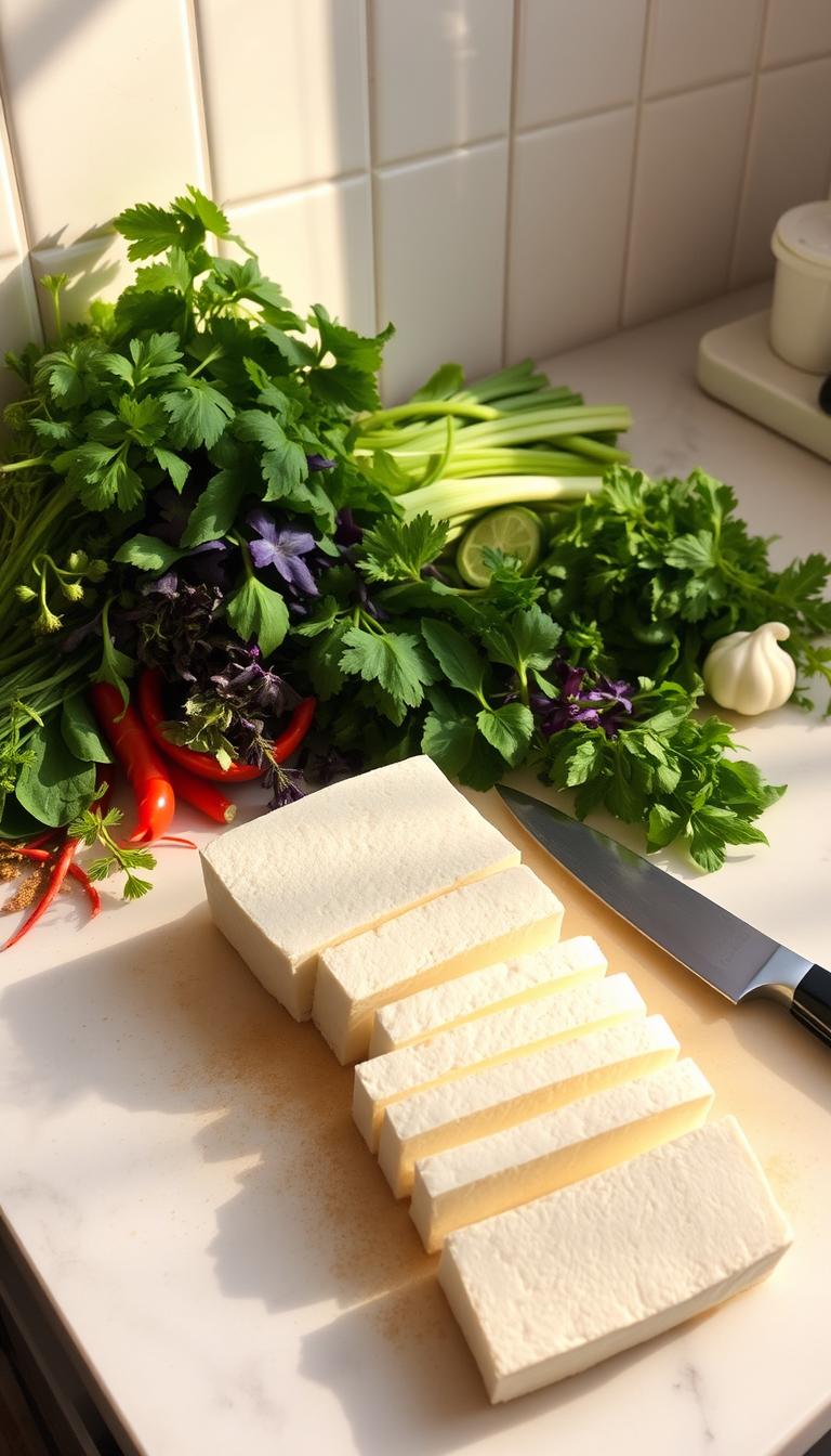 Herbed Tofu with Mixed Greens