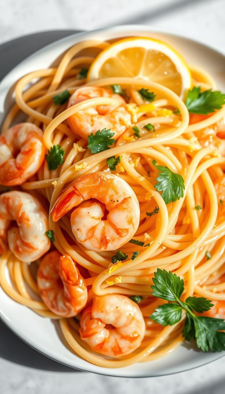 Lemon Garlic Shrimp Pasta