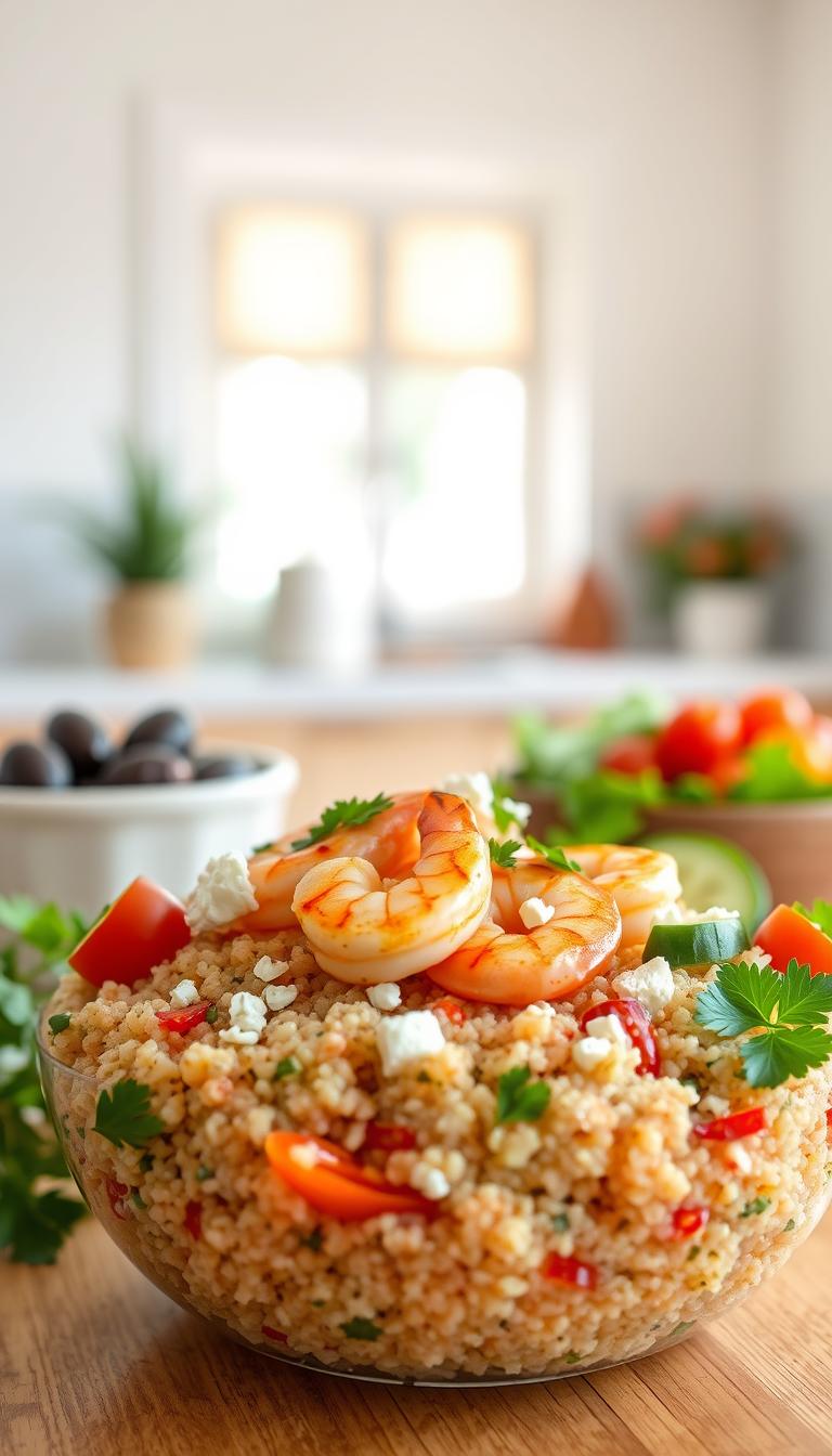 Mediterranean Shrimp Quinoa Bowl