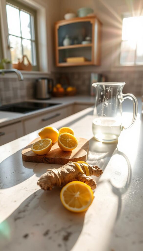 preparing lemon ginger elixir