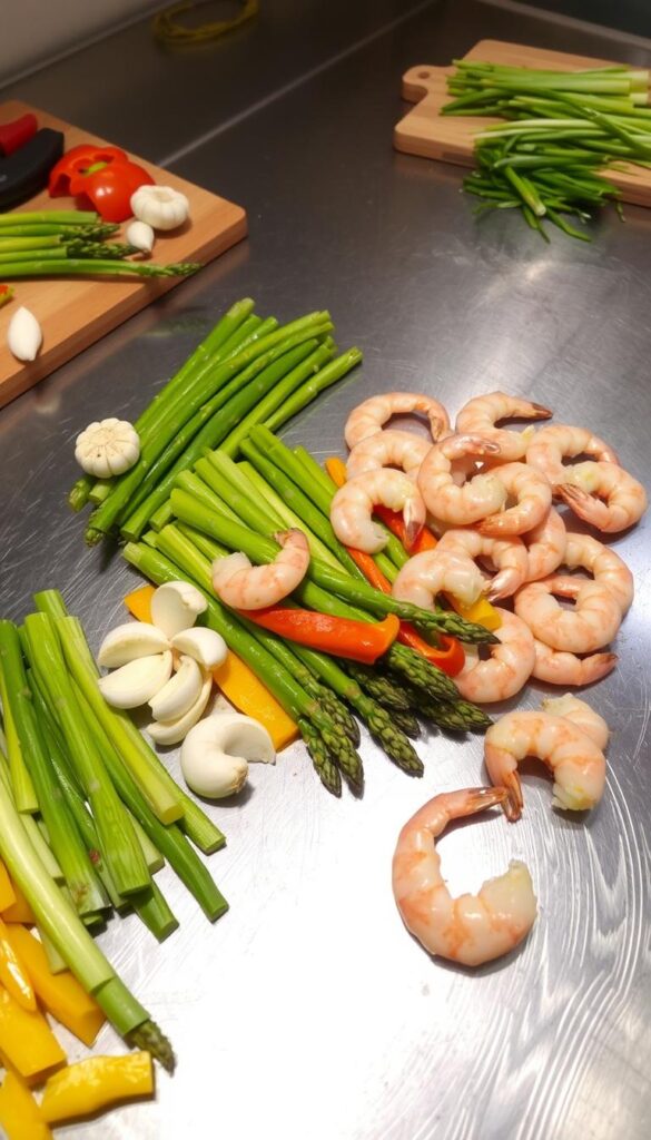 shrimp preparation for vegetable stir fry