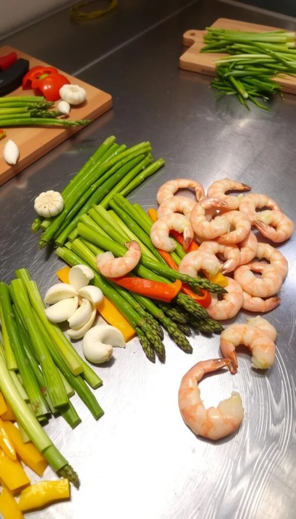 shrimp preparation for vegetable stir fry