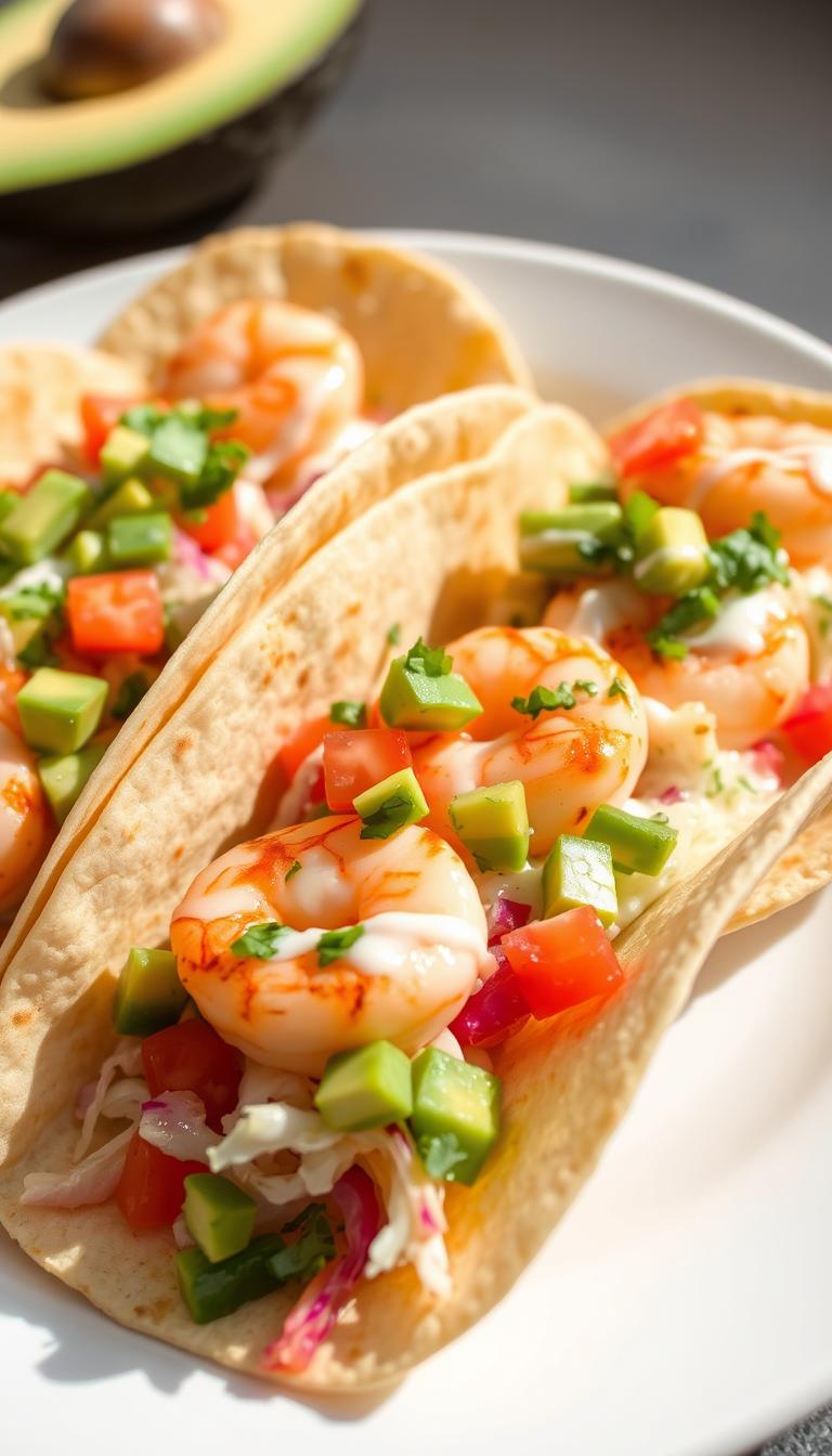 Shrimp Tacos with Avocado Salsa
